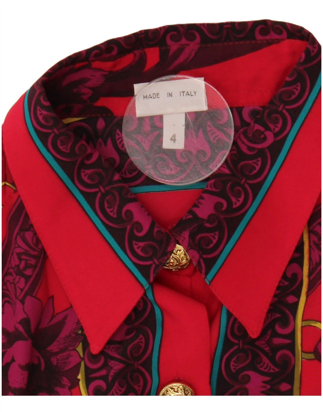 Vintage γυναικείο πουκάμισο μπλούζα UK 14 μεγάλο κόκκινο φλοράλ