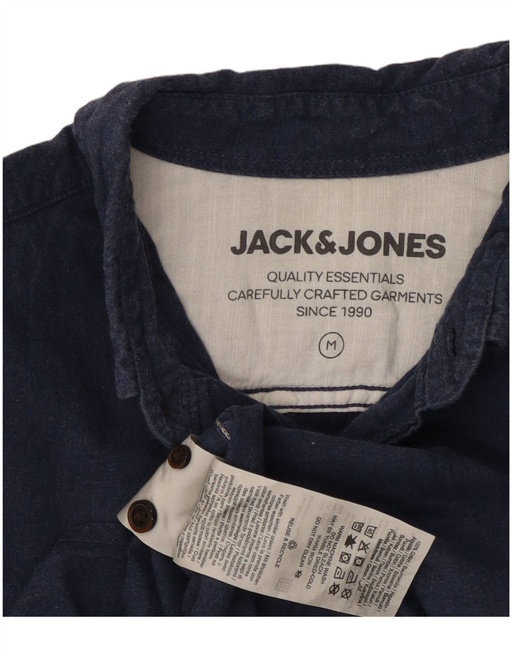 Ανδρικό πουκάμισο Jack & Jones από βαμβακερό μπλε ναυτικό