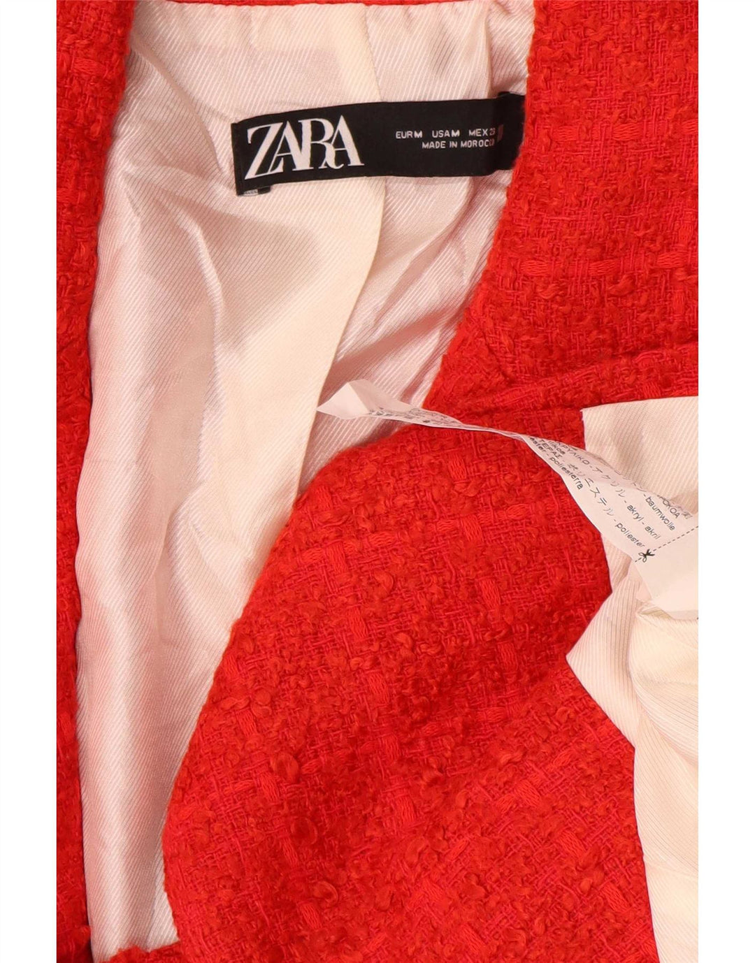 Zara Γυναικείο μπουφάν blazer με διπλό στήθος UK 12 μεσαίο κόκκινο βαμβακερό καρό
