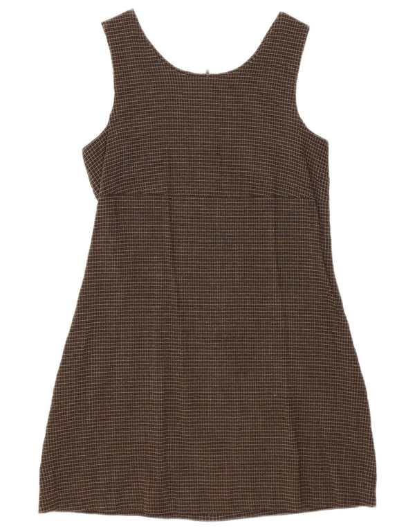 Γυναικείο αμάνικο φόρεμα Germano Zama UK 8 Small Brown Check Viscose
