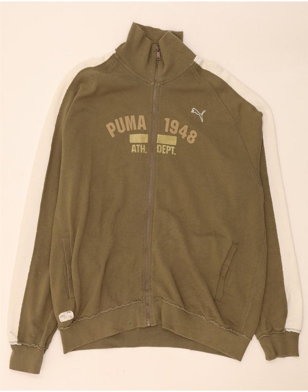 Ανδρική αθλητική φόρμα γραφικών Puma Top Jacket 2XL Khaki Colourblock Cotton