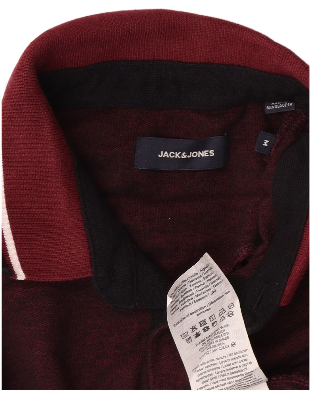 Ανδρικό πουκάμισο πόλο JACK & JONES, μεσαίο βαμβακερό μπορντό
