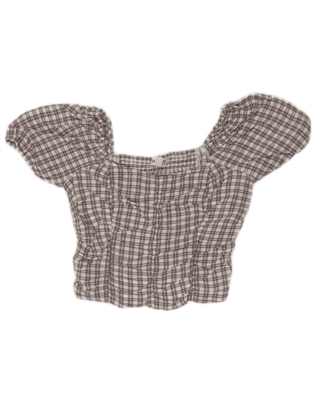 HOLLISTER Γυναικείο Crop Top UK 4 XS Grey Check Viscose