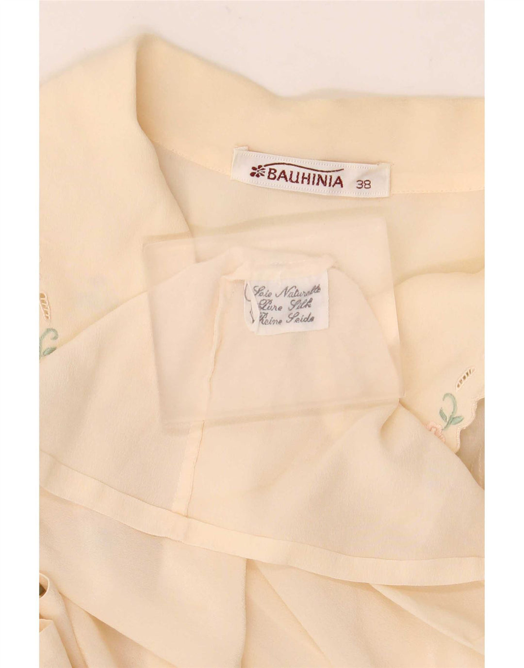 Vintage γυναικείο πουκάμισο μπλούζα EU 38 Medium Off White Floral Silk