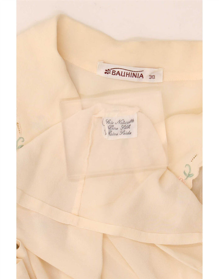 Vintage γυναικείο πουκάμισο μπλούζα EU 38 Medium Off White Floral Silk