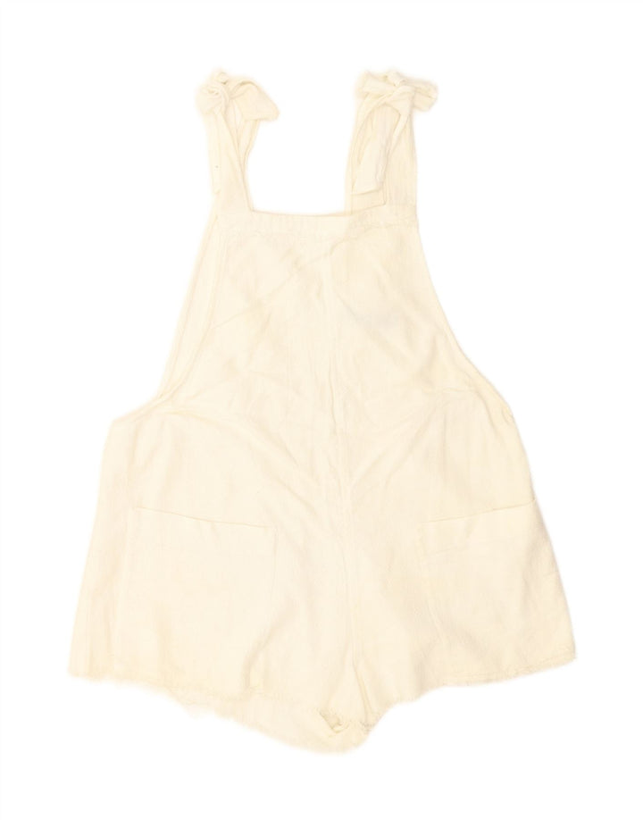 Zara Γυναικείο Σορτς Dungarees Μεσαίο W36 από λευκό βαμβακερό