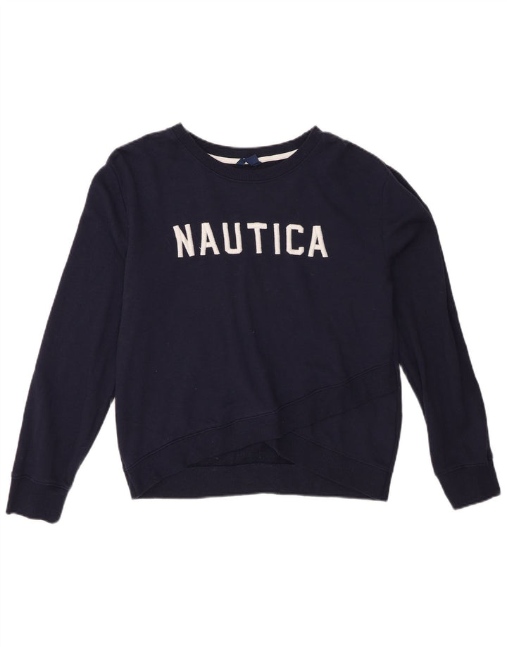 Γυναικείο γραφικό υπερμεγέθη φούτερ Nautica Jumper UK 10 Small Navy Blue