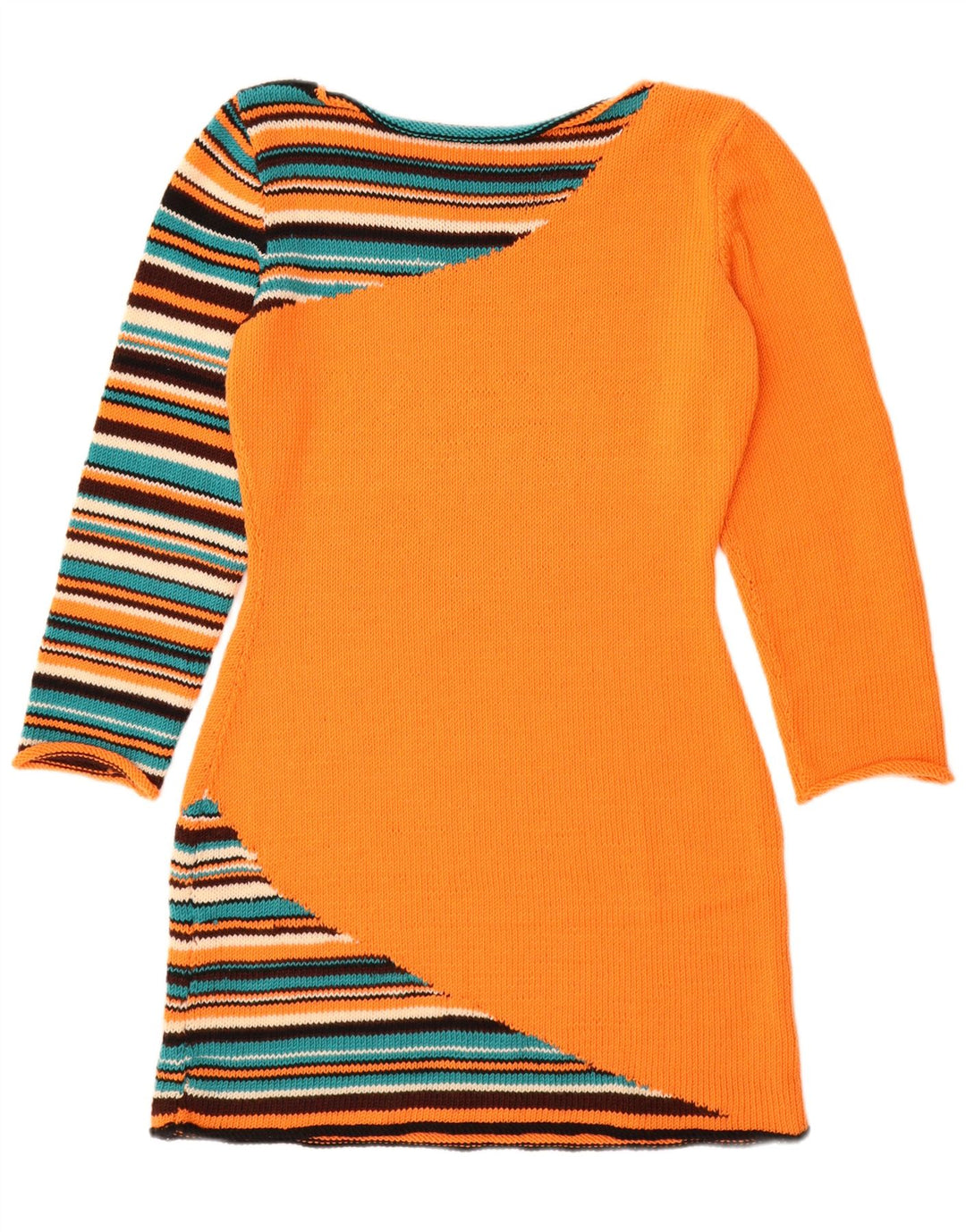 VINTAGE Γυναικείο φόρεμα Jumper UK 12 Μεσαίο πορτοκαλί ριγέ