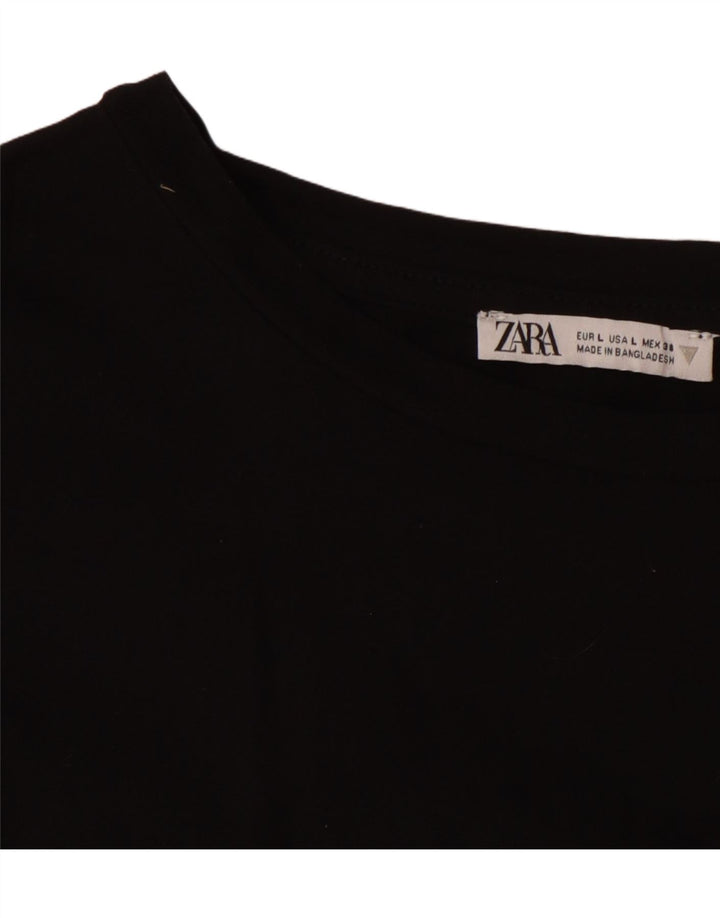 ZARA Womens Blouse Top UK 14 Large Black