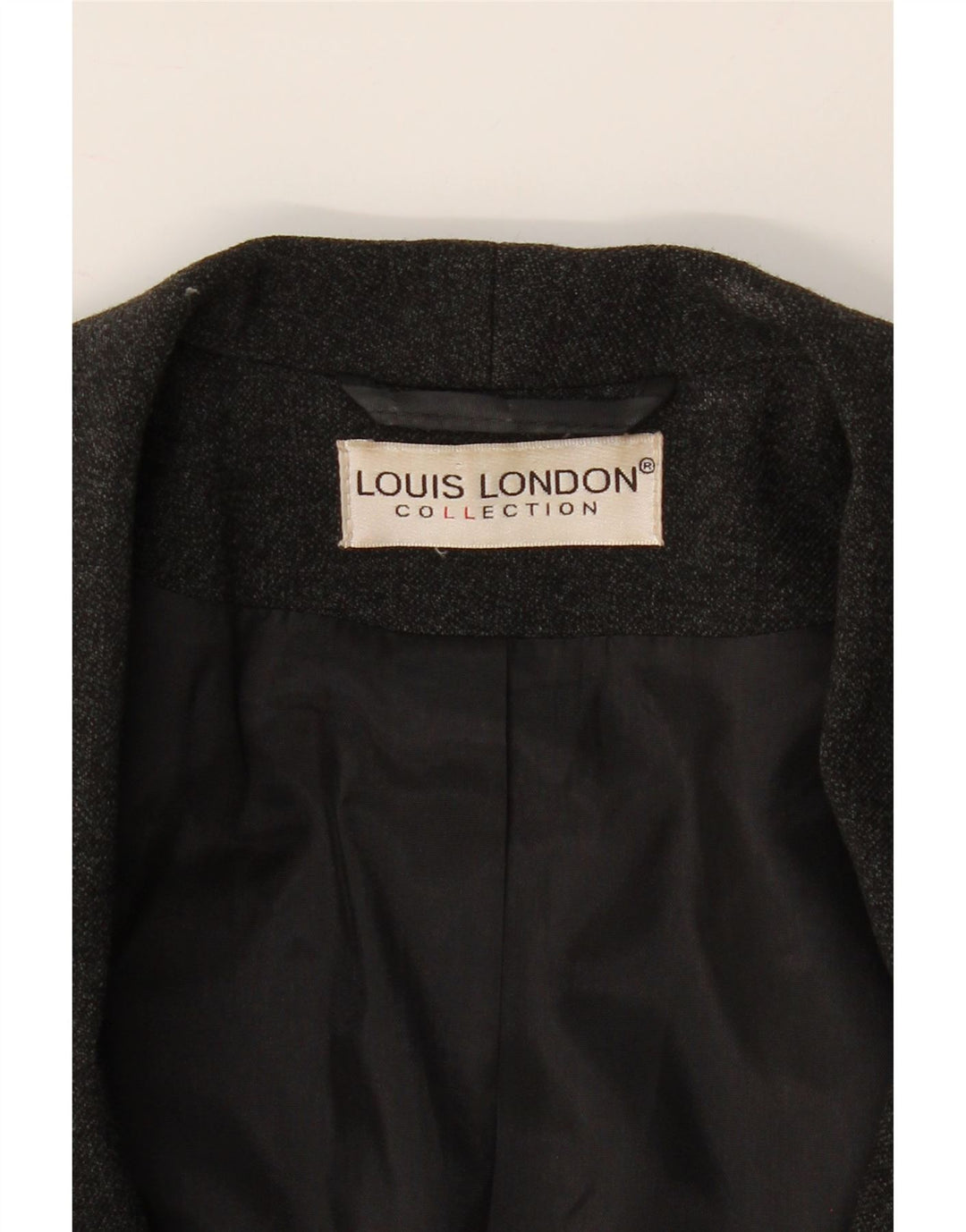 LOUIS LONDON Womens 1 Button Blazer Jacket UK 14 Medium Grey Vintage Louis London and Second-Hand Louis London from Messina Hembry 
