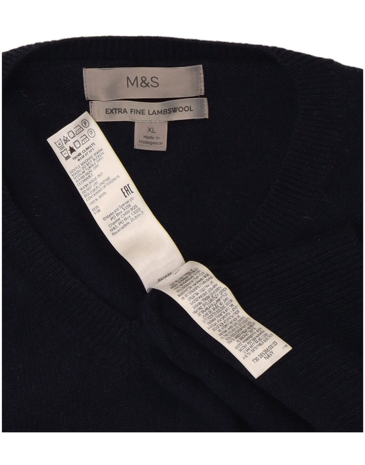 Marks & Spencer Ανδρικό πουλόβερ με λαιμόκοψη με V λαιμόκοψη XL Μαλλί Navy Blue