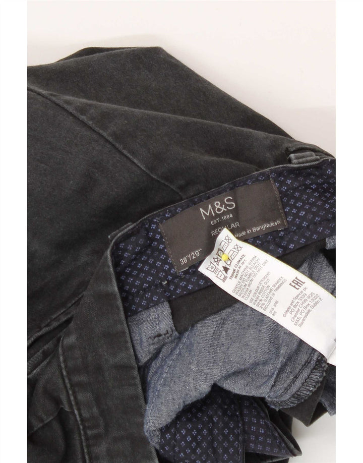 Marks & Spencer Ανδρικό παντελόνι Chino με κανονική εφαρμογή W38 L29 Γκρι βαμβακερό