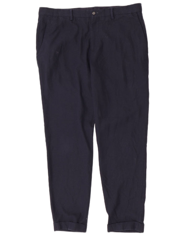 Zara Mens Tapered Chino Trousers EU 44 Large W34 L30 Navy Blue