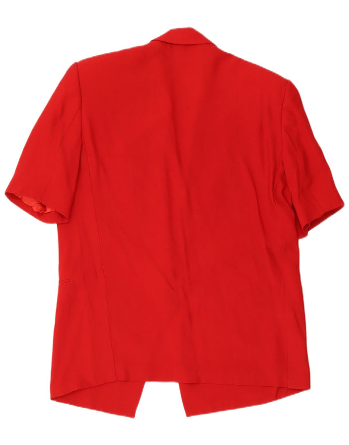 Vintage γυναικείο κοντομάνικο τζάκετ UK 14 με 1 κουμπί, μεσαίο κόκκινο