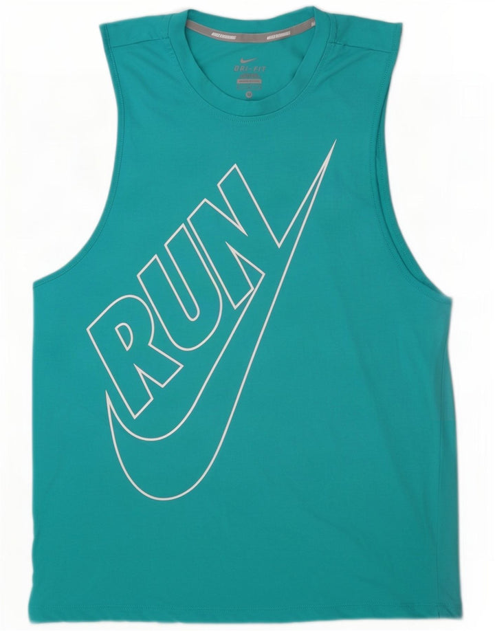 Γυναικείο γραφικό γιλέκο Nike Dri Fit Top 14 μεσαίου τυρκουάζ χρώματος