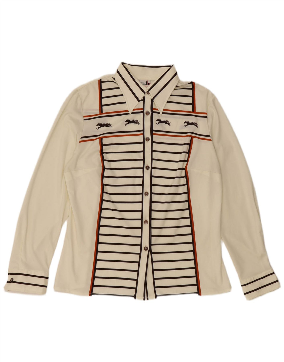 HAMMERLE γυναικείο πουκάμισο μπλούζα UK 14 Μεγάλο υπόλευκο ριγέ πολυεστέρα