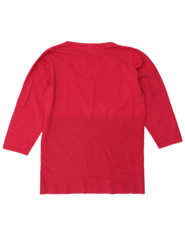 LAURA ASHLEY Γυναικείο πουλόβερ με 3/4 μανίκια με κουμπιά λαιμόκοψη UK 18 XL Κόκκινο