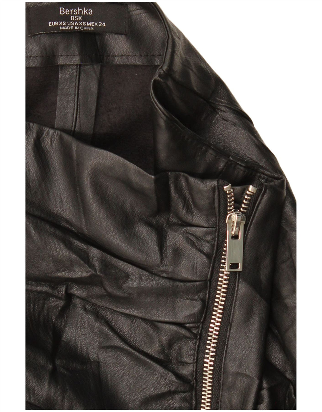 BERSHKA Γυναικεία Μίνι Δερμάτινη Φούστα XS W24 Μαύρη