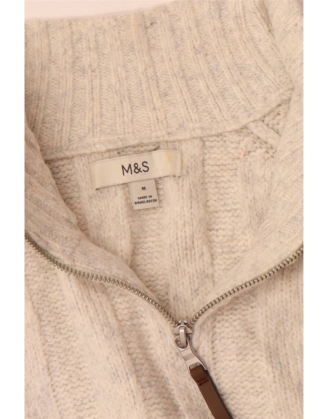 Ανδρικό πουλόβερ με φερμουάρ Marks & Spencer Ακρυλικό μεσαίο σε λευκό