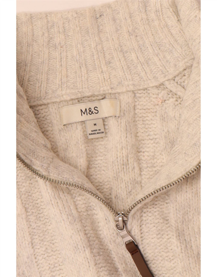Ανδρικό πουλόβερ με φερμουάρ Marks & Spencer Ακρυλικό μεσαίο σε λευκό