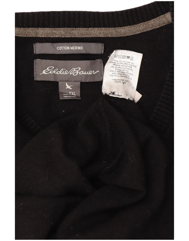Eddie Bauer Ανδρικό πουλόβερ με V λαιμόκοψη XL Μαύρο βαμβακερό