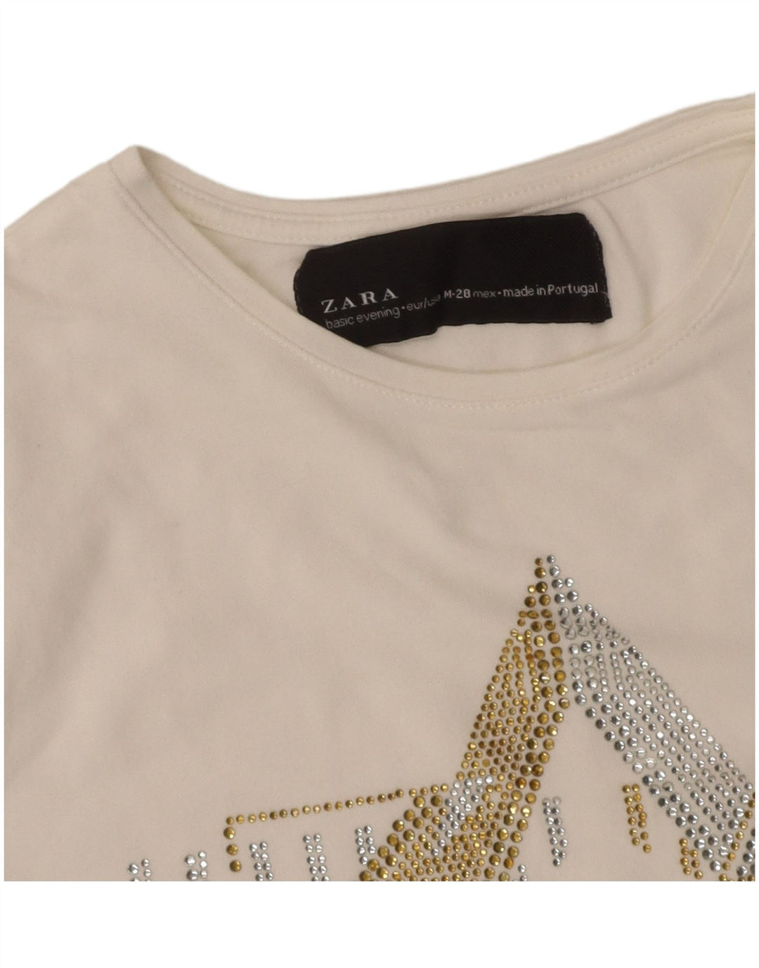 ZARA Womens Graphic T-Shirt Top UK 12 Medium White