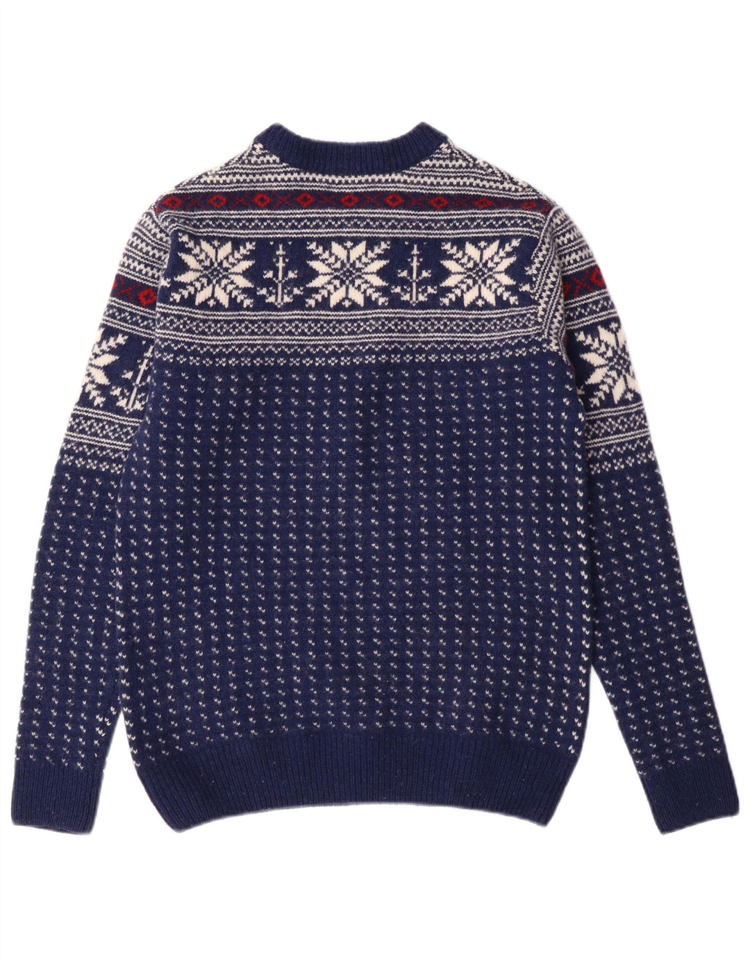 Ανδρικό πουλόβερ με λαιμόκοψη GANT Small Navy Blue Fair Isle Wool