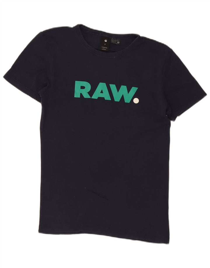G-Star Ανδρικό γραφικό T-Shirt Top Μικρό Navy Blue βαμβακερό
