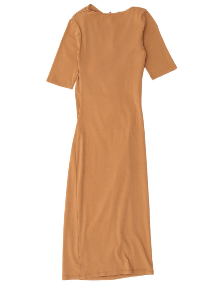 Zara Γυναικείο Maxi Φόρεμα UK 8 Μικρό Μπεζ Βαμβακερό