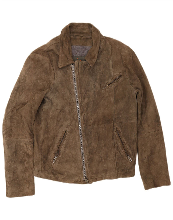 Giorgio Brato Ανδρικό Suede Biker Jacket IT 48 Medium Green Leather