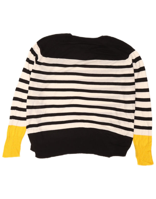 Zara Γυναικείο πουλόβερ με λαιμό σκακιέρα UK 10 Small μαύρο ριγέ