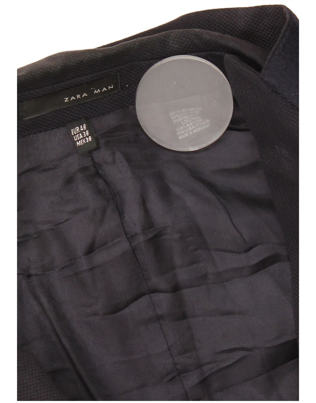 Zara Ανδρικό σακάκι μπλέιζερ με 2 κουμπιά EU 48 Medium Navy Blue Cotton