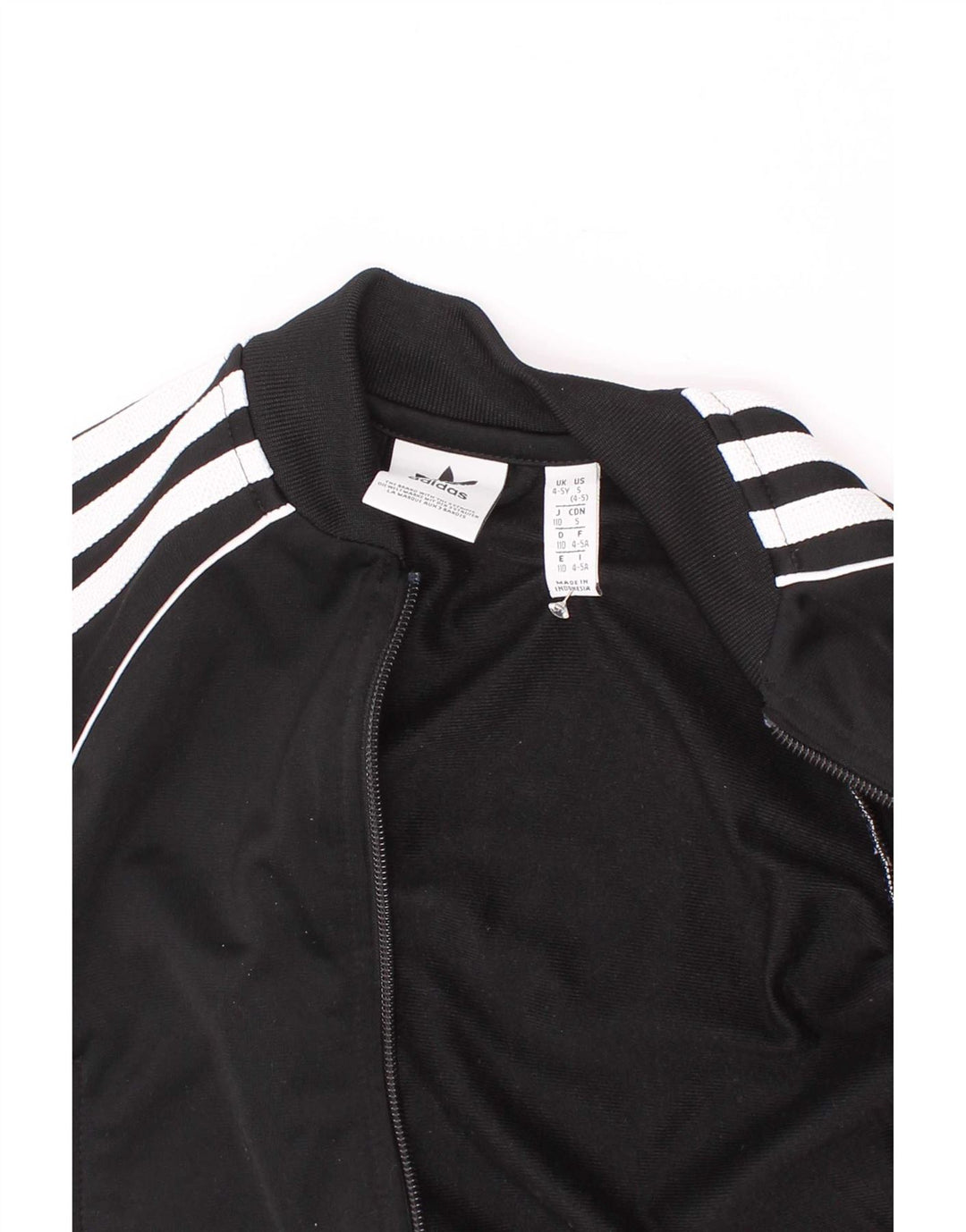 Adidas Boys Tracksuit Top Jacket 4-5 Years Black Polyester