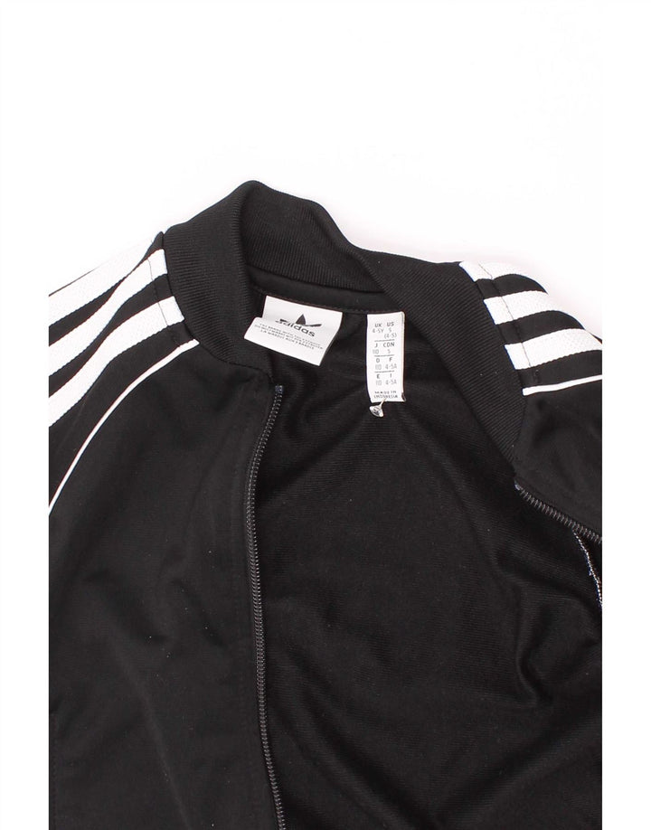 Adidas Boys Tracksuit Top Jacket 4-5 Years Black Polyester