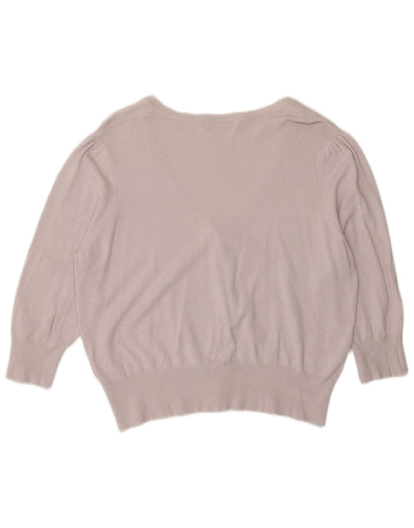Marks & Spencer Γυναικείο πουλόβερ ζακέτα με 3/4 μανίκια UK 20 2XL ροζ βισκόζη