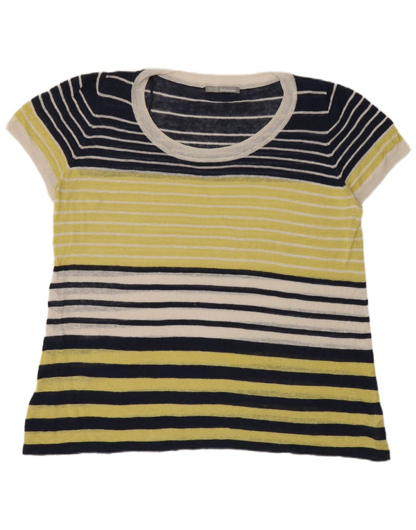 Marks & Spencer Γυναικείο T-Shirt Top UK 20 2XL Navy Blue ριγέ λινά
