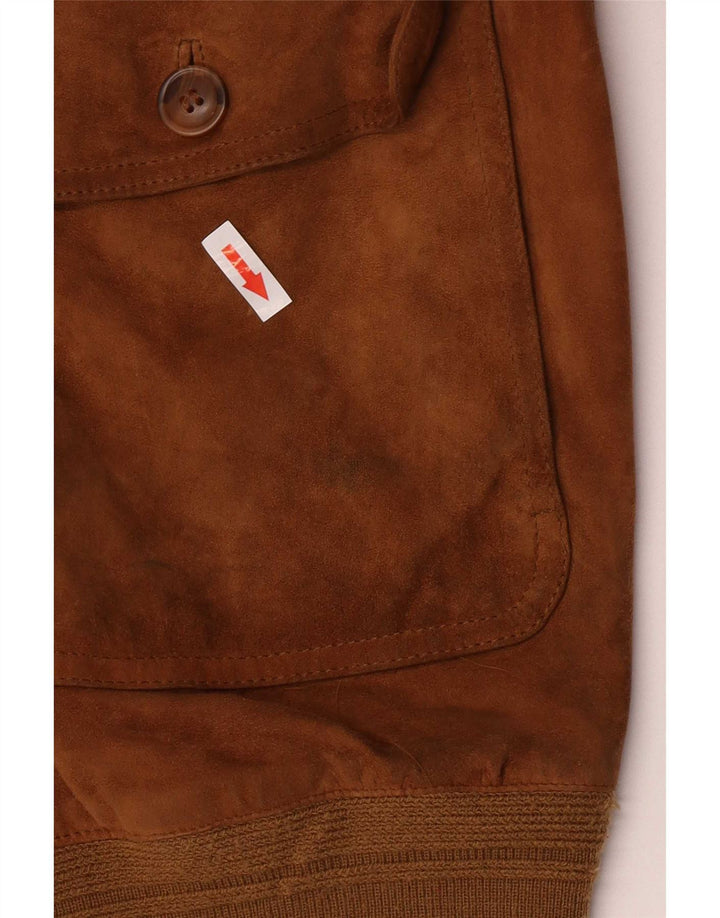 Vintage Ανδρικό Suede Bomber Jacket IT 50 Large Brown