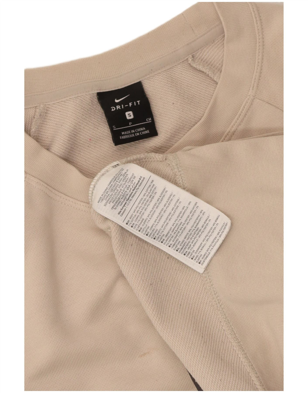 NIKE Womens Crop Oversized Graphic Sweatshirt Jumper UIK 10 Small Beige