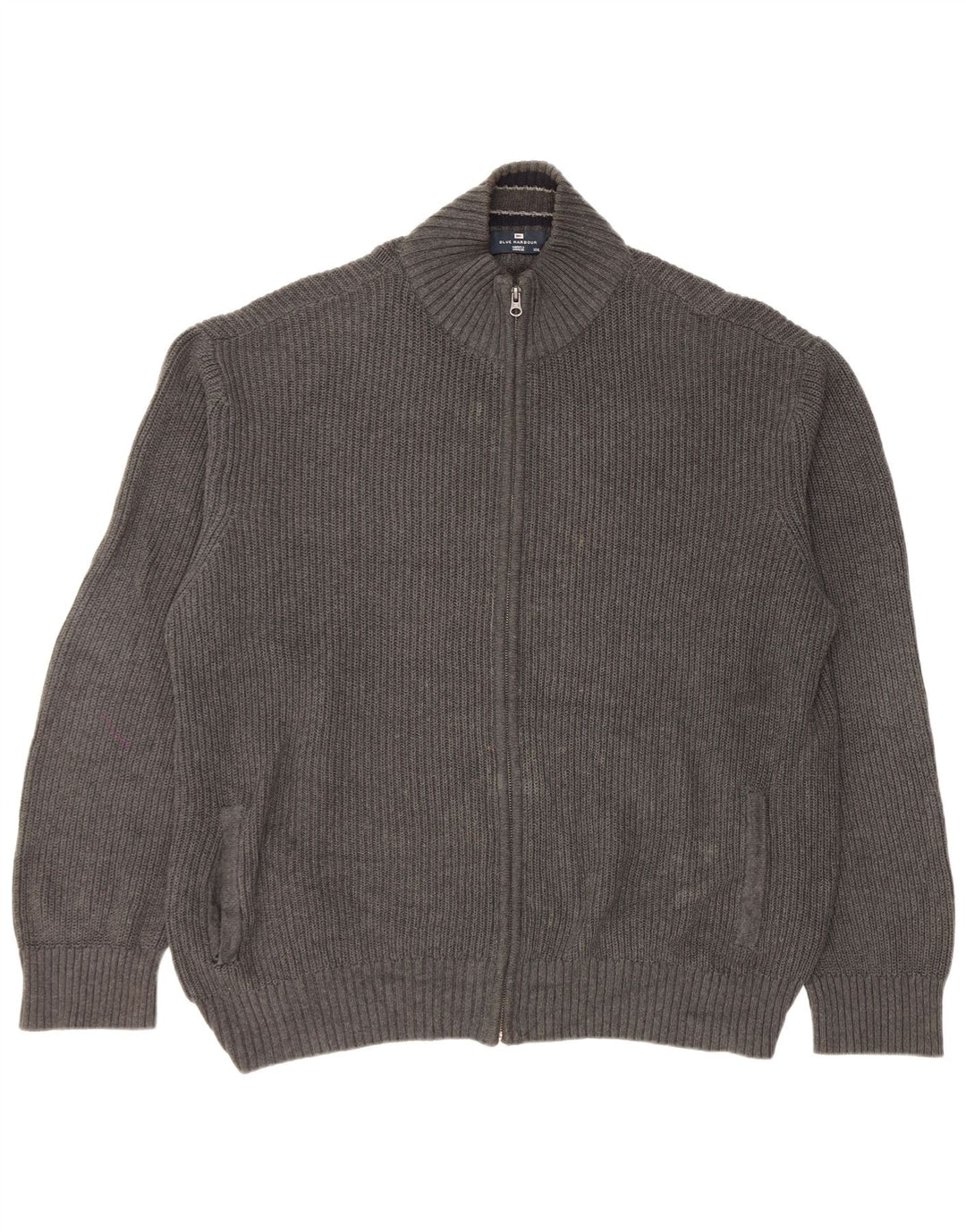Marks & Spencer Ανδρικό πουλόβερ Μπλε Harbor Cardigan 2XL Γκρι βαμβακερό