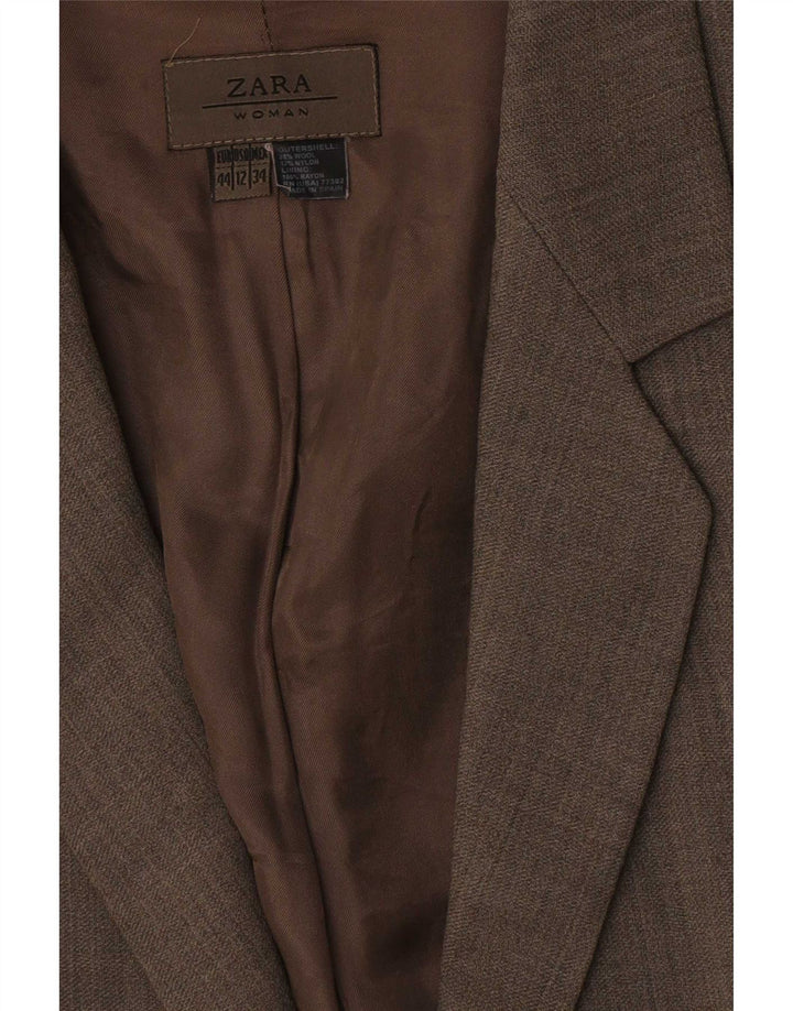 Zara Γυναικείο Μπουφάν σακάκι με 1 κουμπί EU 44 XL Καφέ Μαλλί