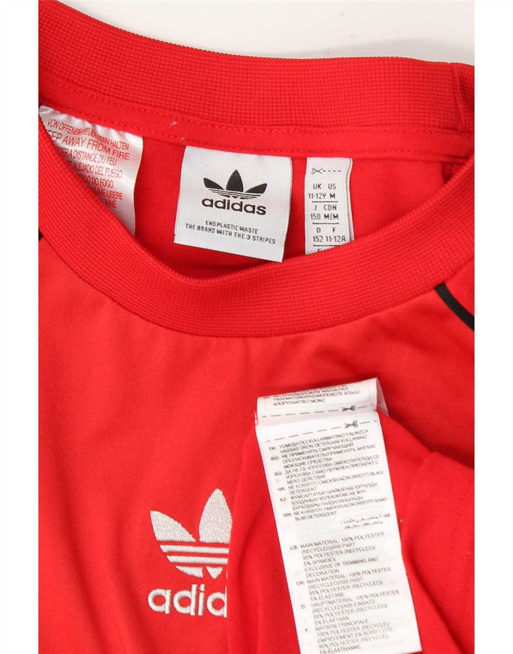 Adidas Boys T-Shirt Top 11-12 Years Red Colourblock Polyester