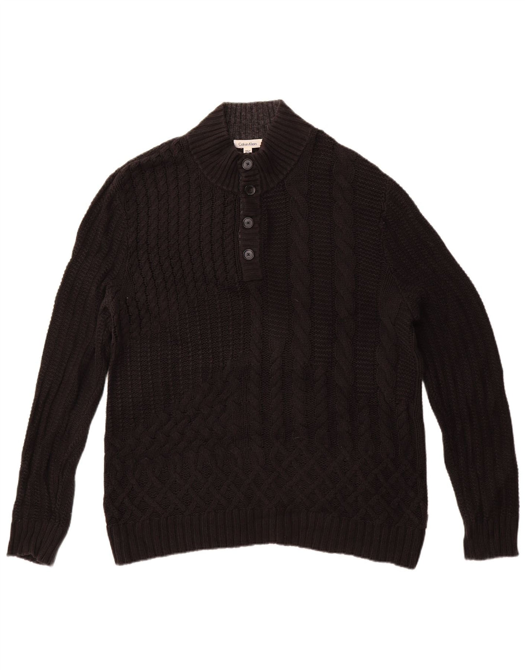 Calvin Klein Ανδρικό πουλόβερ με κουμπιά λαιμόκοψη XL μαύρο βαμβακερό