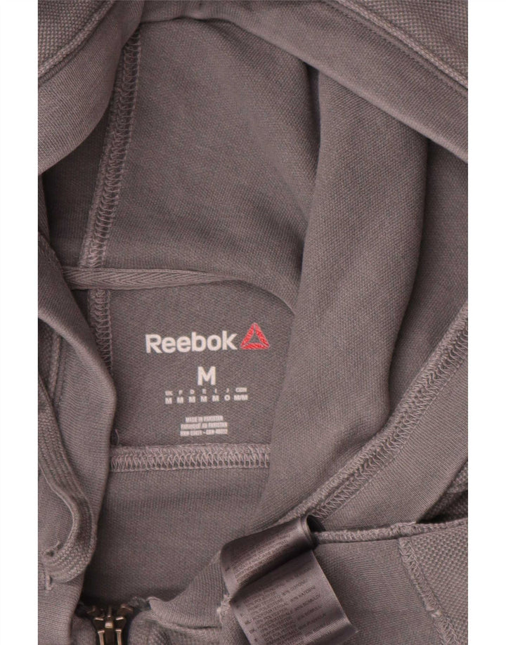 Ανδρικό πουλόβερ Reebok με φερμουάρ με κουκούλα μεσαίου γκρι βαμβακερό