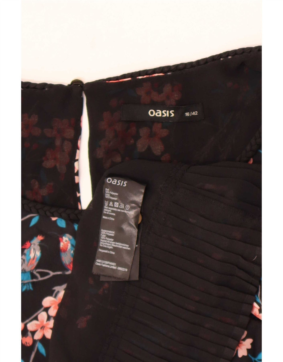Γυναικεία αμάνικη μπλούζα Oasis Top UK 16 Large Black Floral Polyester