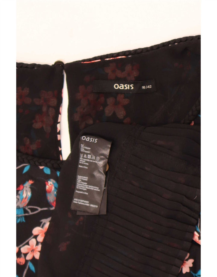 Γυναικεία αμάνικη μπλούζα Oasis Top UK 16 Large Black Floral Polyester
