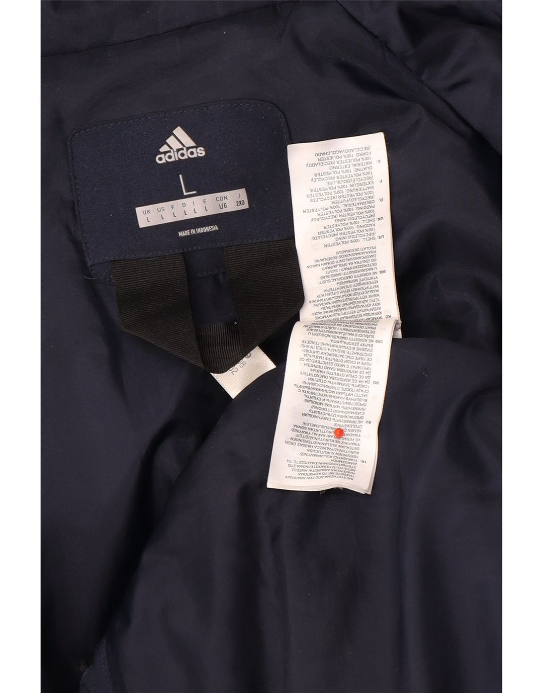 Adidas Ανδρικό μπουφάν με κουκούλα αντιανεμικό UK 40 Large Navy Blue Polyester