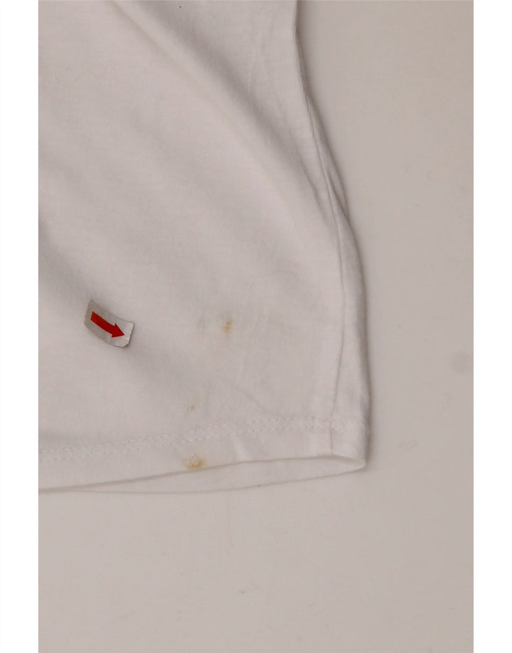 Γυναικείο γραφικό μπλουζάκι AVIREX Crop Top UK 22 2XL Λευκό βαμβακερό