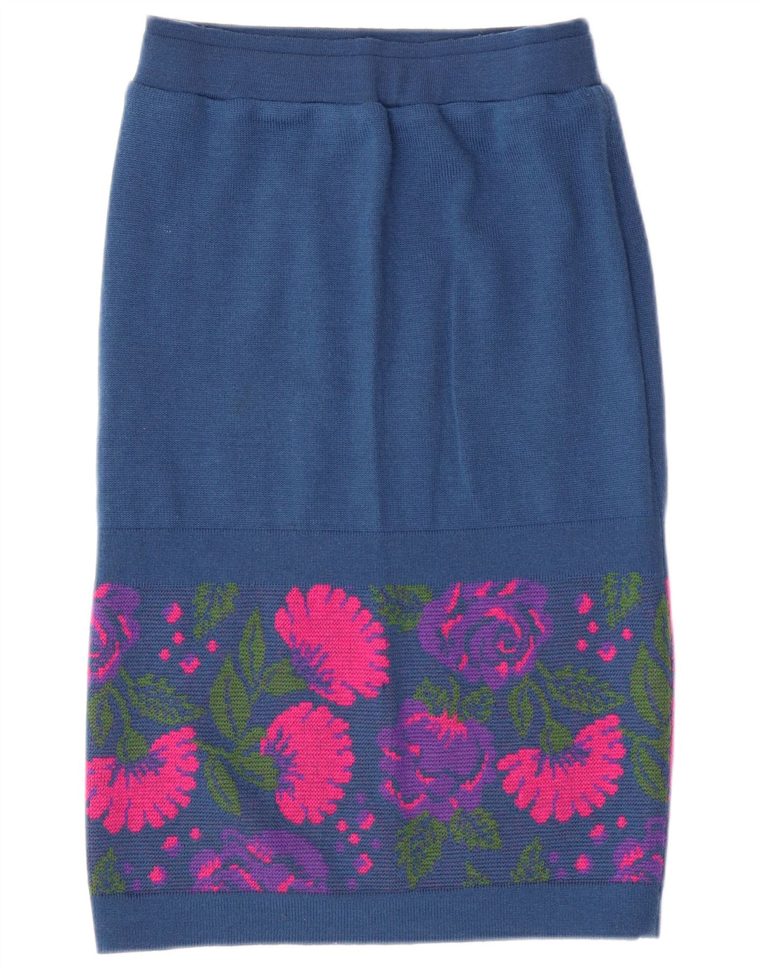 VINTAGE Γυναικείο Σετ 3 τεμαχίων IT 46 Μεγάλο W26 Μπλε Navy Floral Παρθένο μαλλί