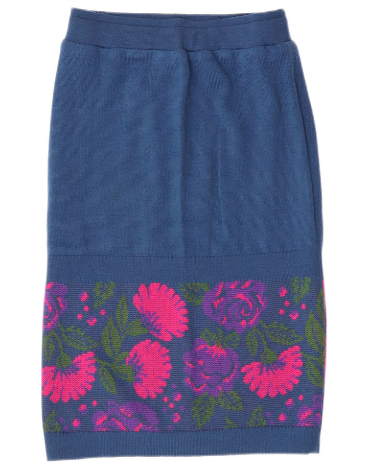 VINTAGE Γυναικείο Σετ 3 τεμαχίων IT 46 Μεγάλο W26 Μπλε Navy Floral Παρθένο μαλλί