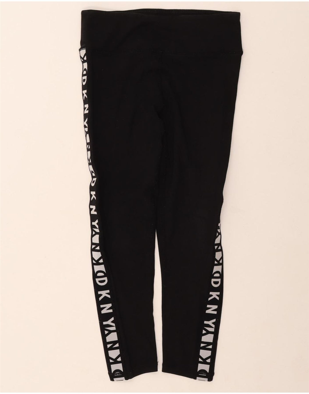 DKNY Womens Graphic Capri Leggings UK 12 Medium Black Cotton